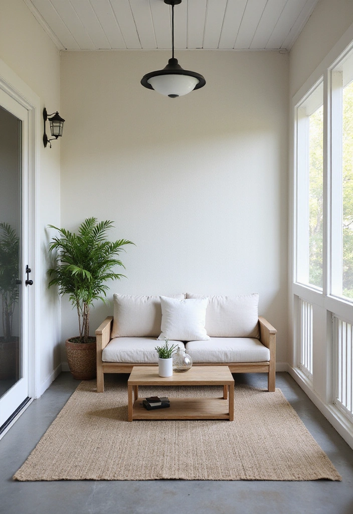 19 Screened In Back Porch Ideas - 8. Minimalist Serenity