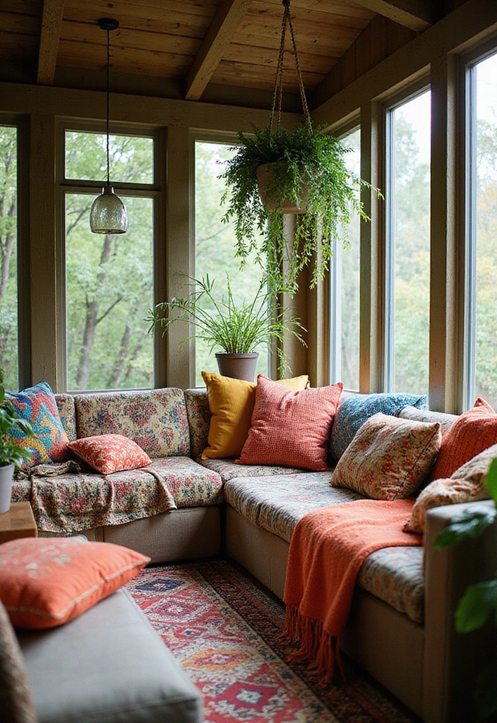 19 Screened In Back Porch Ideas - 9. Chic Bohemian Style