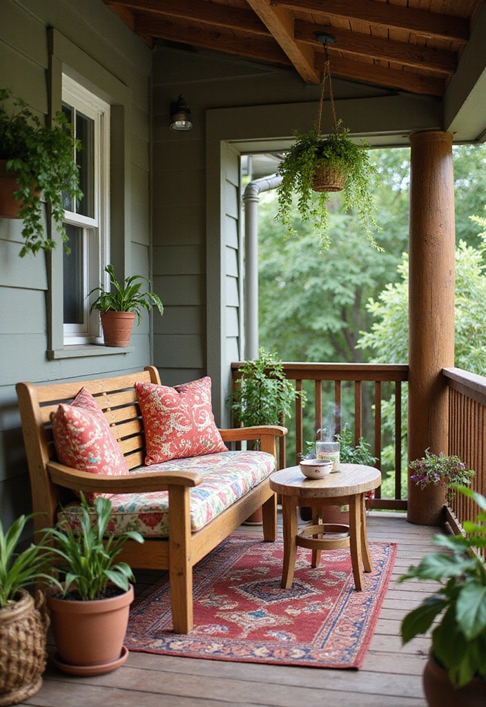 19 Small Front Porch Decorating Ideas - 1. Cozy Seating Nook