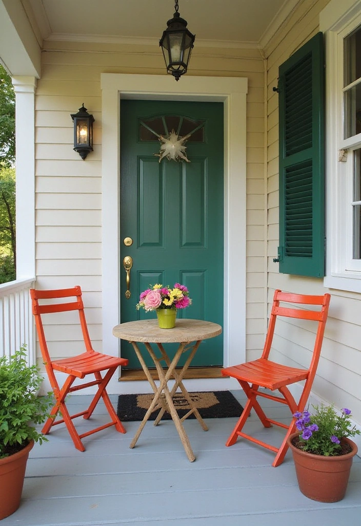19 Small Front Porch Decorating Ideas - 17. Outdoor Bistro Set