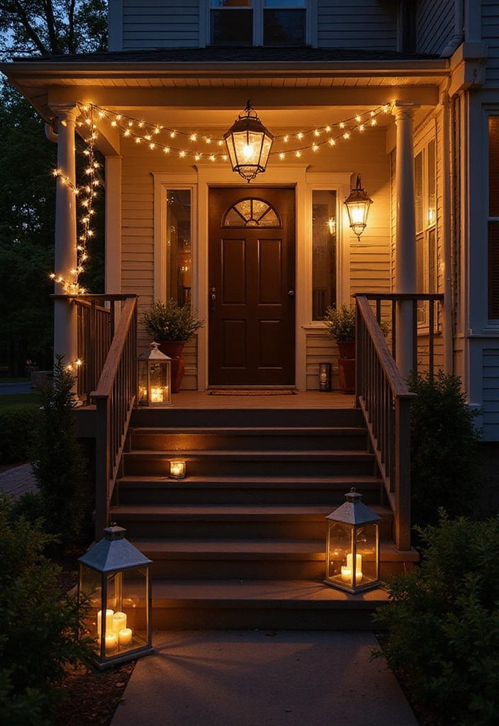 19 Small Front Porch Decorating Ideas - 5. Stylish Lighting Options