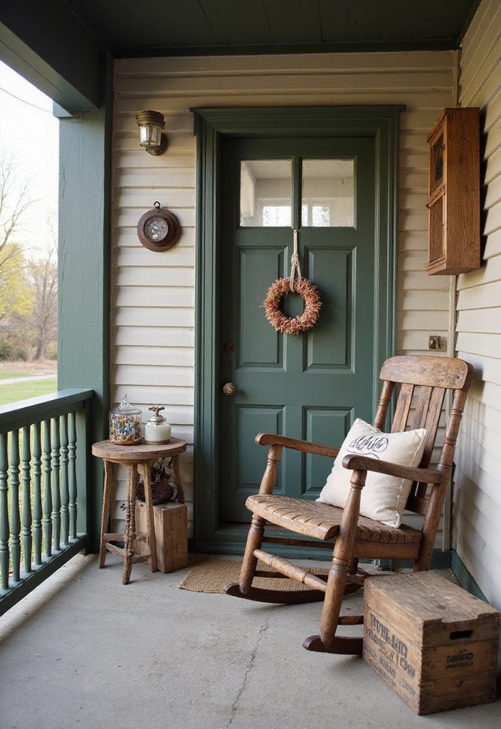 19 Small Front Porch Decorating Ideas - 9. Vintage Finds