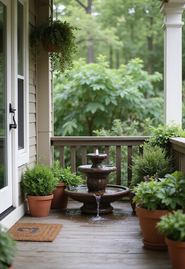 19 Small Front Porch Ideas for a Minimalist Touch - 14. Minimalist Water Feature