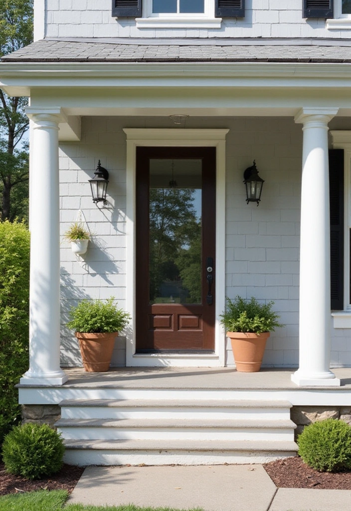 19 Small Front Porch Ideas for a Minimalist Touch - 15. Clean Lines with Architectural Elements