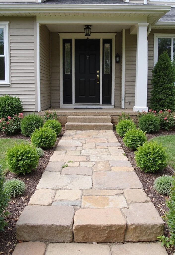 19 Small Front Porch Ideas for a Minimalist Touch - 17. Natural Stone Pathway