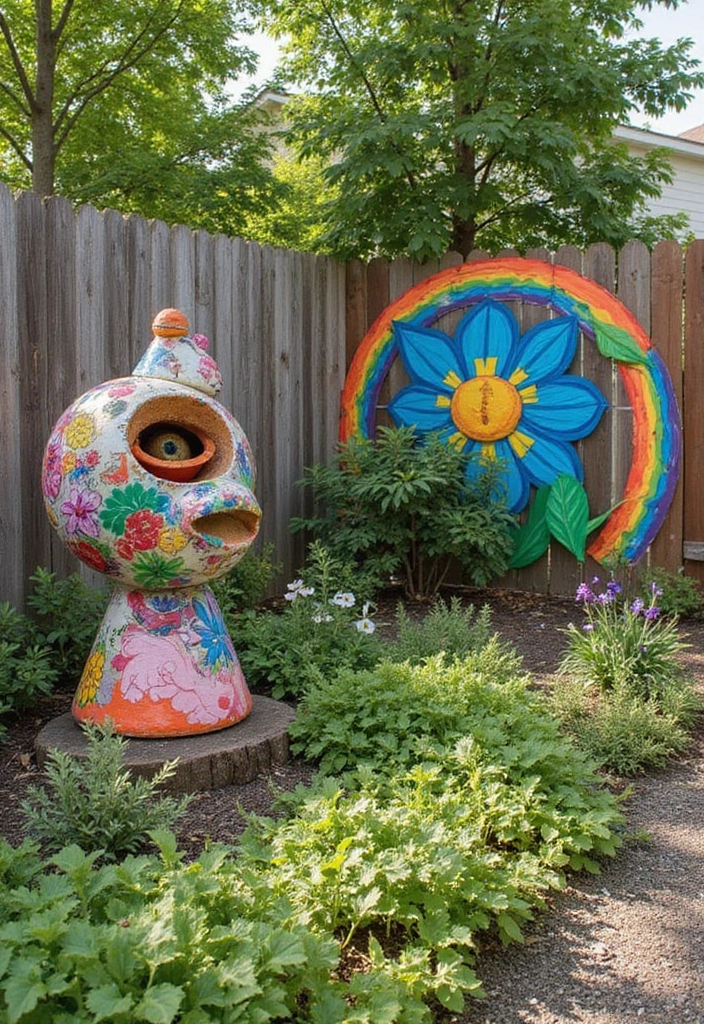 20 Backyard Landscaping Ideas for Sustainable Outdoor Living - 11. Outdoor Art Installations