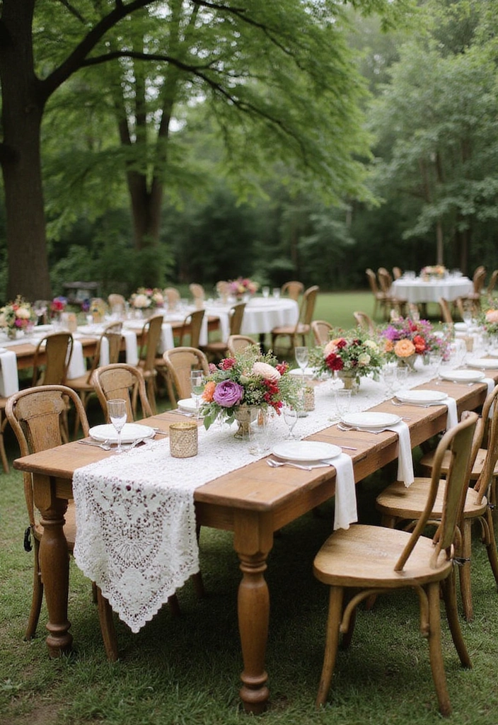 20 Backyard Wedding Ideas - 2. Rustic Wooden Furniture