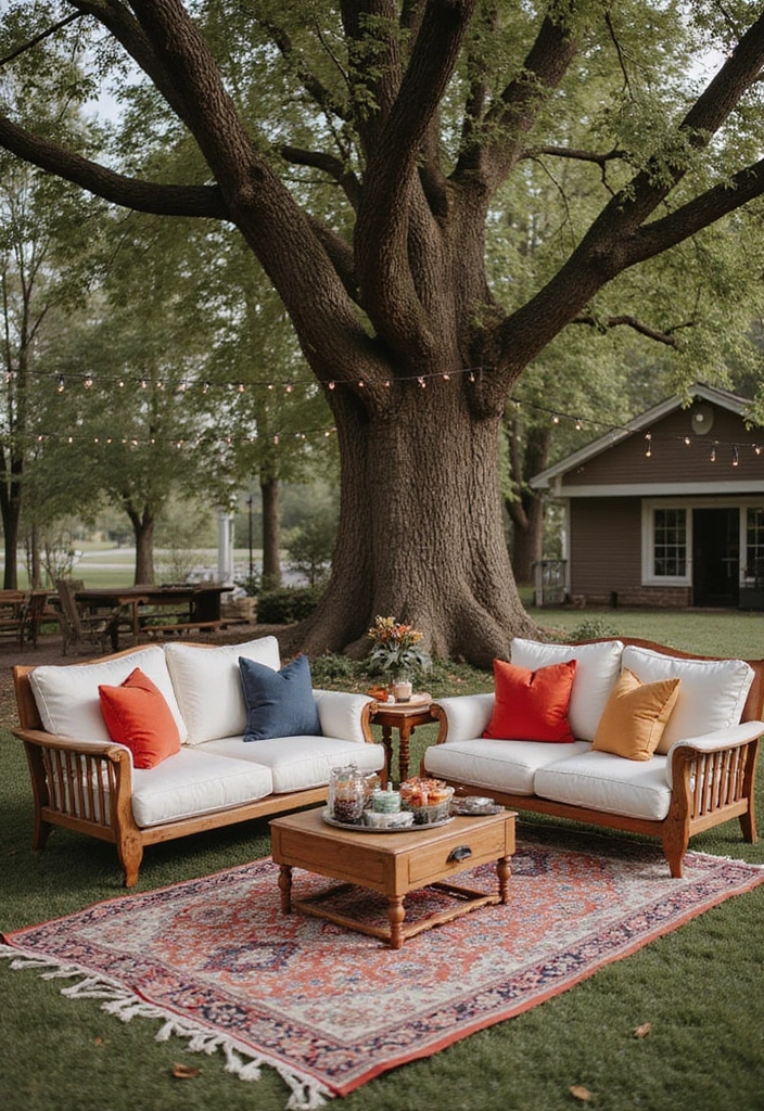 20 Backyard Wedding Ideas - 4. Charming Outdoor Lounge Areas