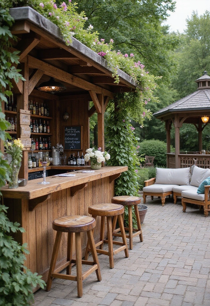 20 Backyard Wedding Ideas - 9. Charming Outdoor Bars