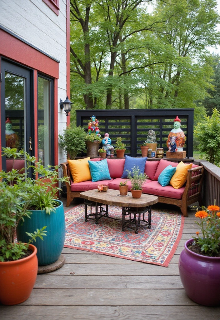 20 Beautiful Decks Ideas for Outdoor Living - 14. Deck with Artistic Decor