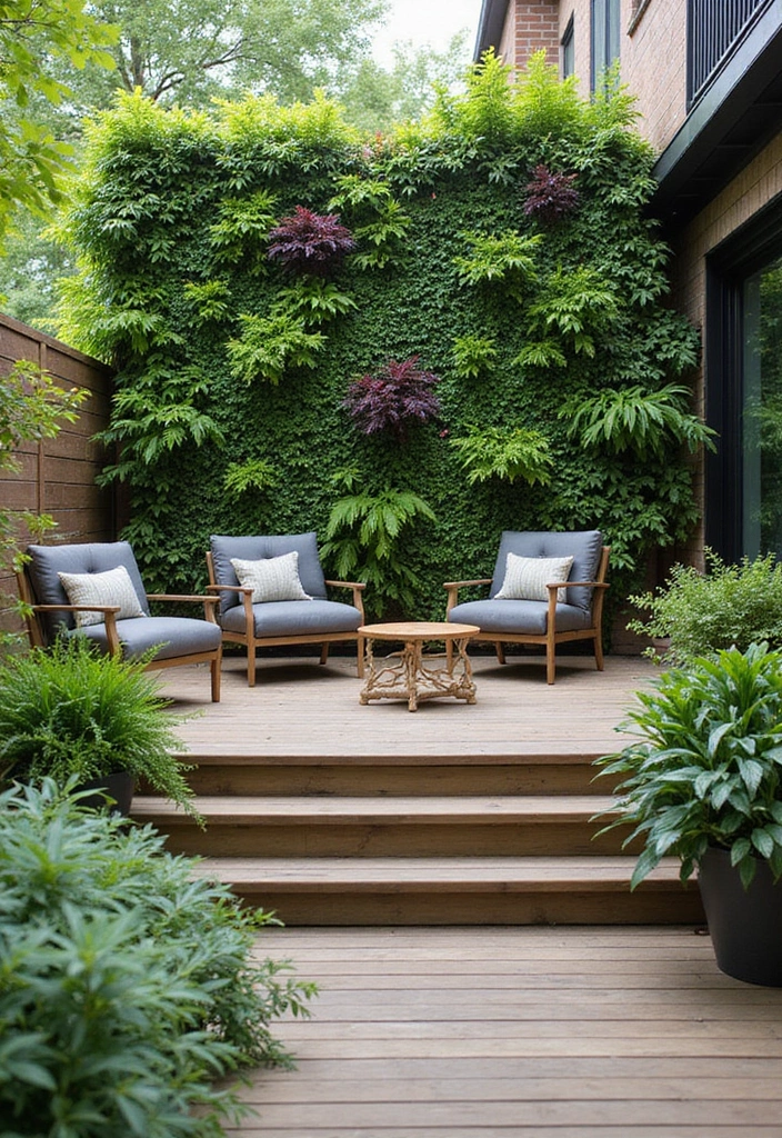 20 Beautiful Decks Ideas for Outdoor Living - 15. Deck with Green Wall