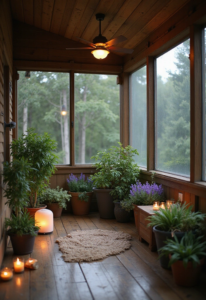 20 Eco-Friendly Enclosed Porch Ideas for Outdoor Living - 12. Aromatic Elements for Ambiance