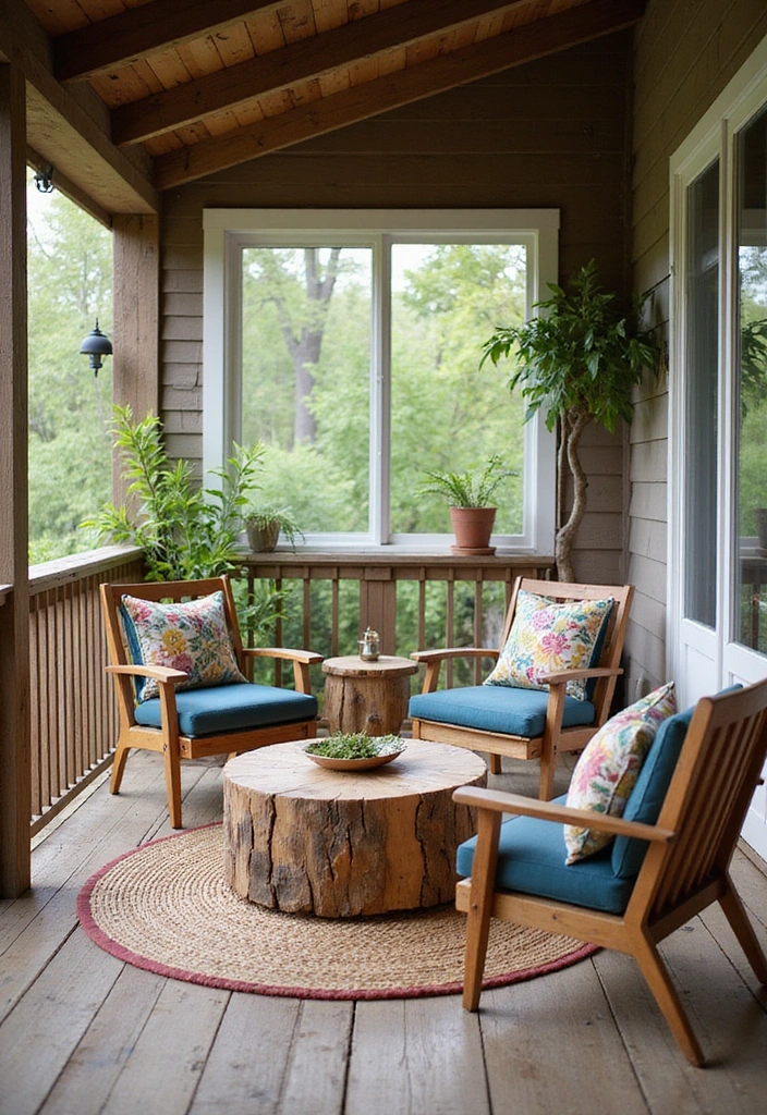 20 Eco-Friendly Enclosed Porch Ideas for Outdoor Living - 2. Cozy Comfort: Eco-Friendly Furniture Choices