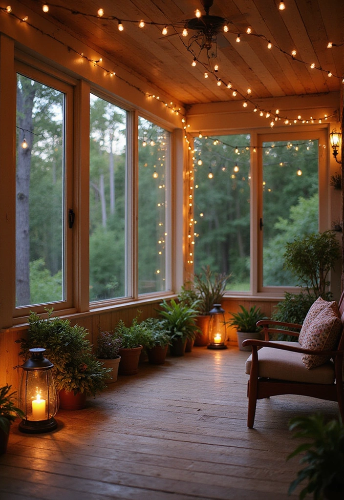 20 Eco-Friendly Enclosed Porch Ideas for Outdoor Living - 4. Sustainable Lighting Solutions