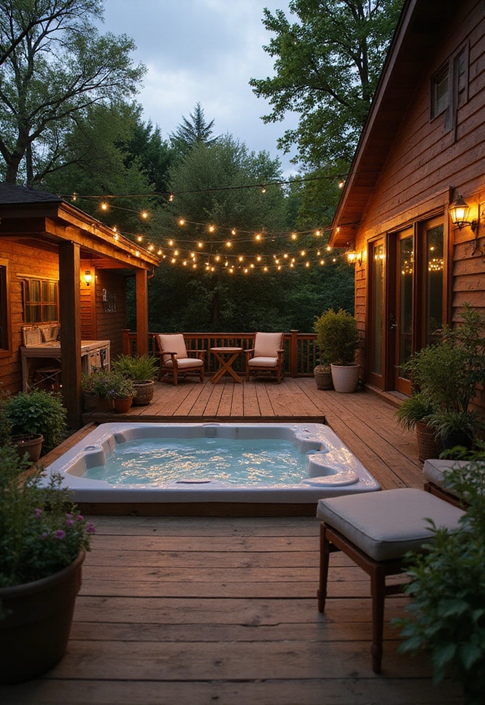 20 Hot Tub Ideas for Your Backyard Retreat - 2. Rustic Charm with Wooden Decking