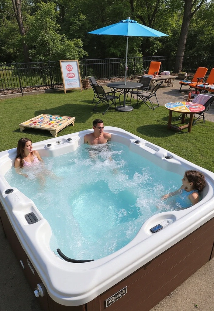 20 Hot Tub Ideas for Your Backyard Retreat - 20. Family-Friendly Hot Tub Zone