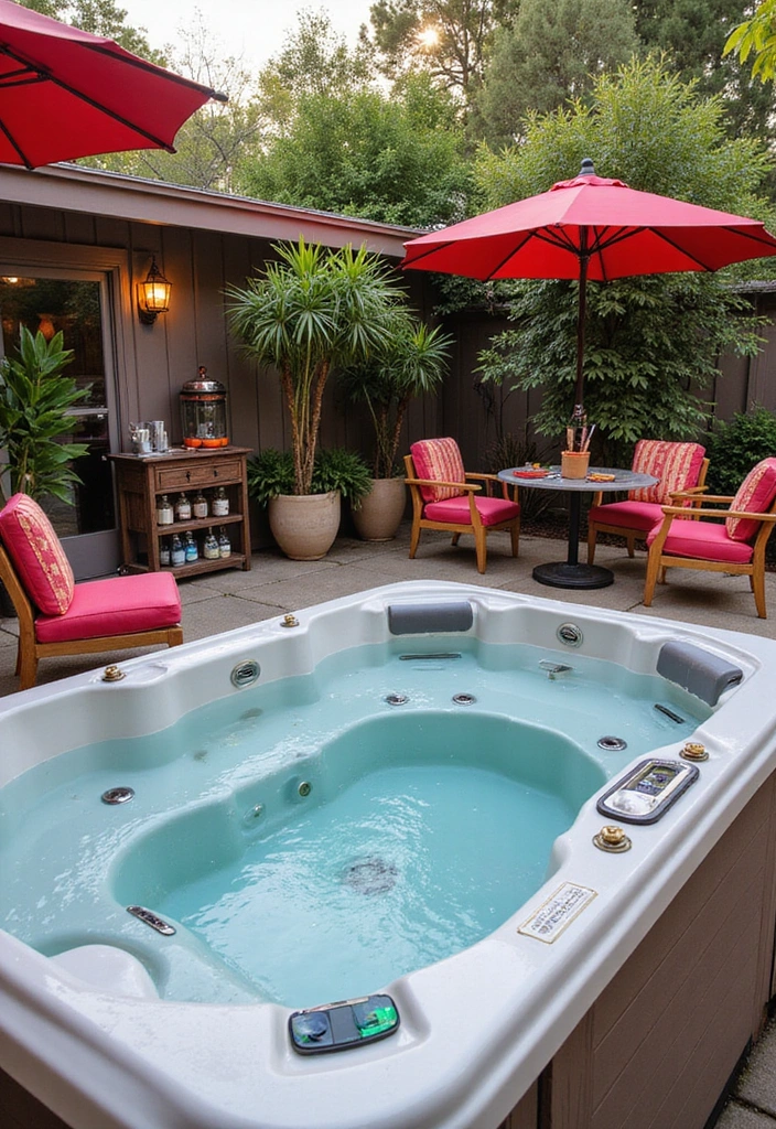 20 Hot Tub Ideas for Your Backyard Retreat - 8. Chic Outdoor Lounge