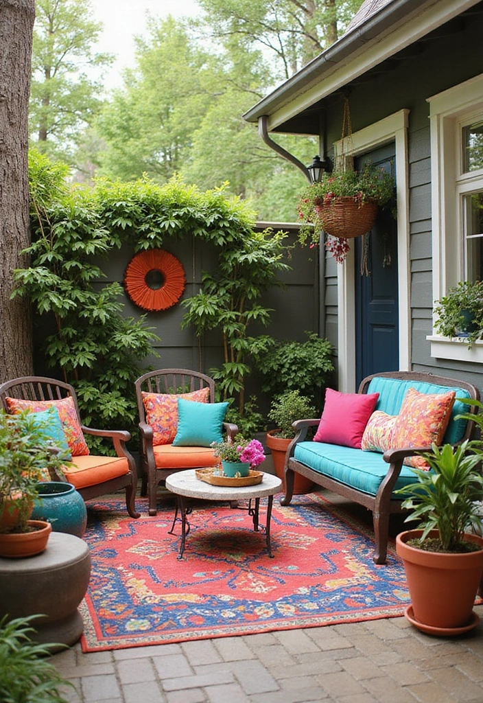 20 Small Patio Decorating Ideas for Cozy Outdoor Living - 11. Experiment with Colorful Accents
