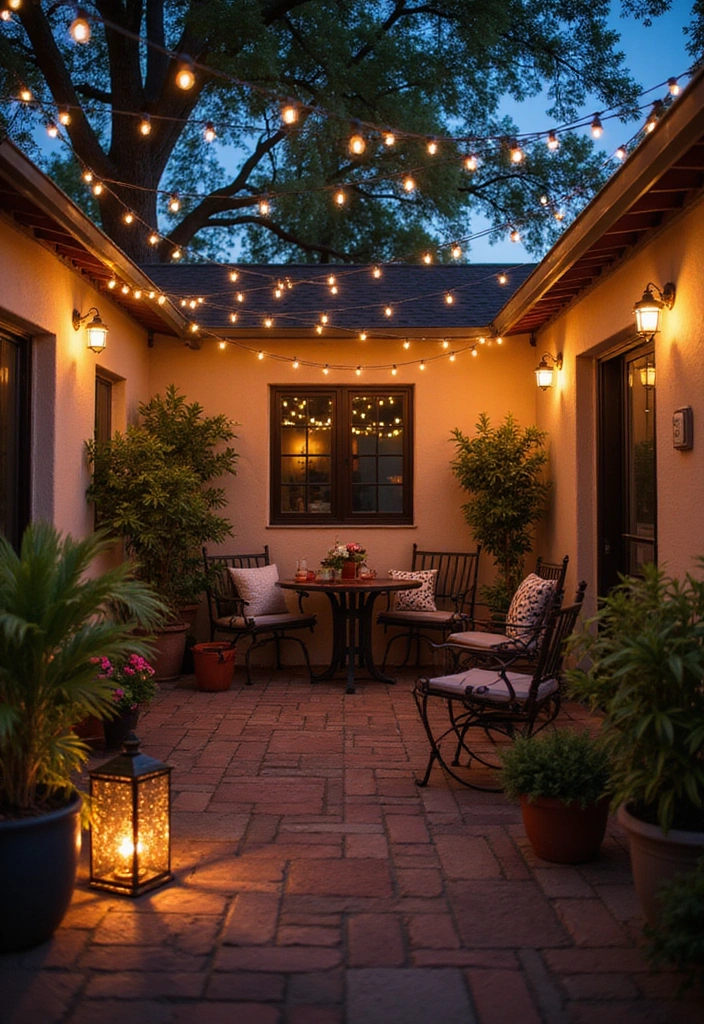 20 Small Patio Decorating Ideas for Cozy Outdoor Living - 4. Add Ambient Lighting