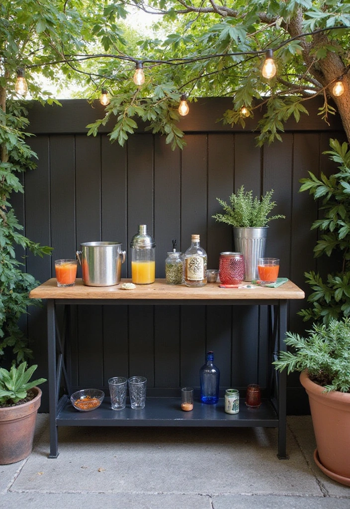 20 Small Patio Decorating Ideas for Cozy Outdoor Living - 6. Create a Mini Outdoor Bar