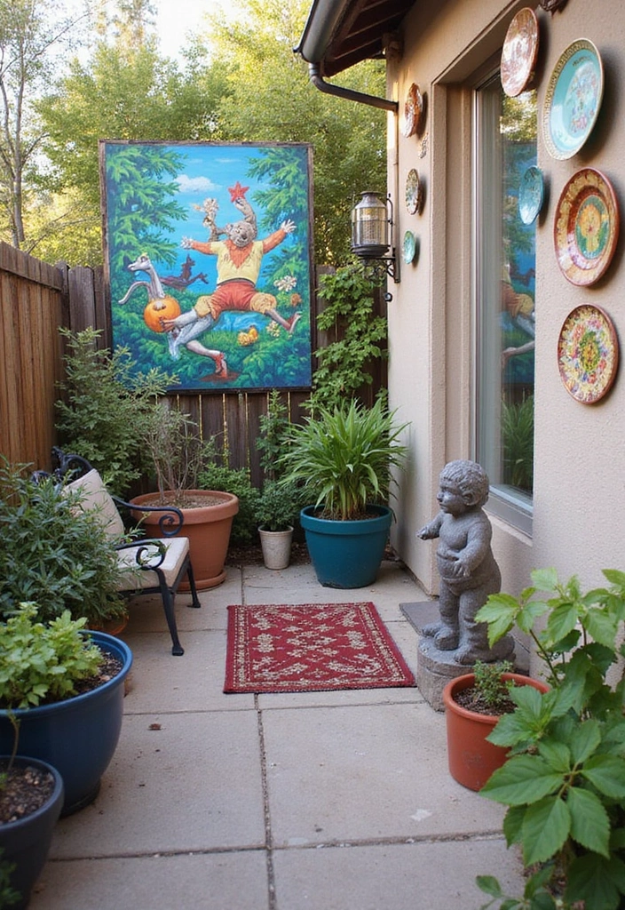 20 Small Patio Decorating Ideas for Cozy Outdoor Living - 8. Personalize with Artwork