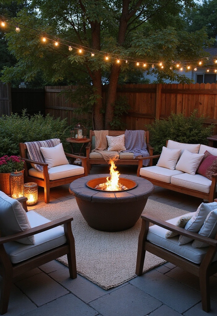 20 Small Patio Decorating Ideas for Cozy Outdoor Living - 9. Design a Fire Pit Area