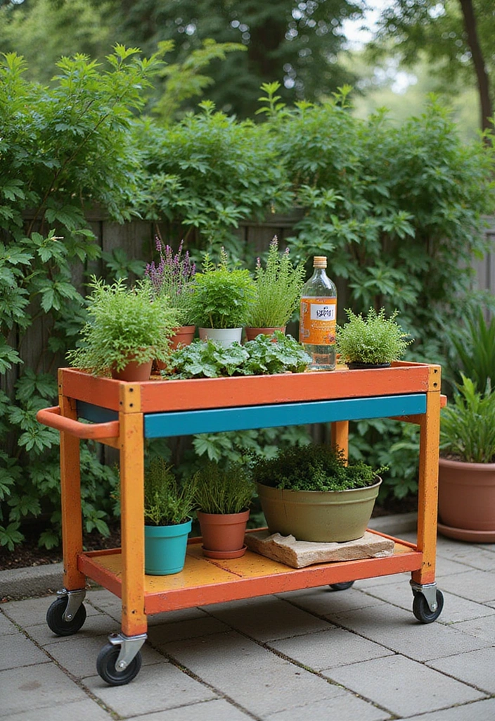 20 Stunning Patio Garden Ideas for Your Outdoor Living Space - 17. Mobile Garden Carts