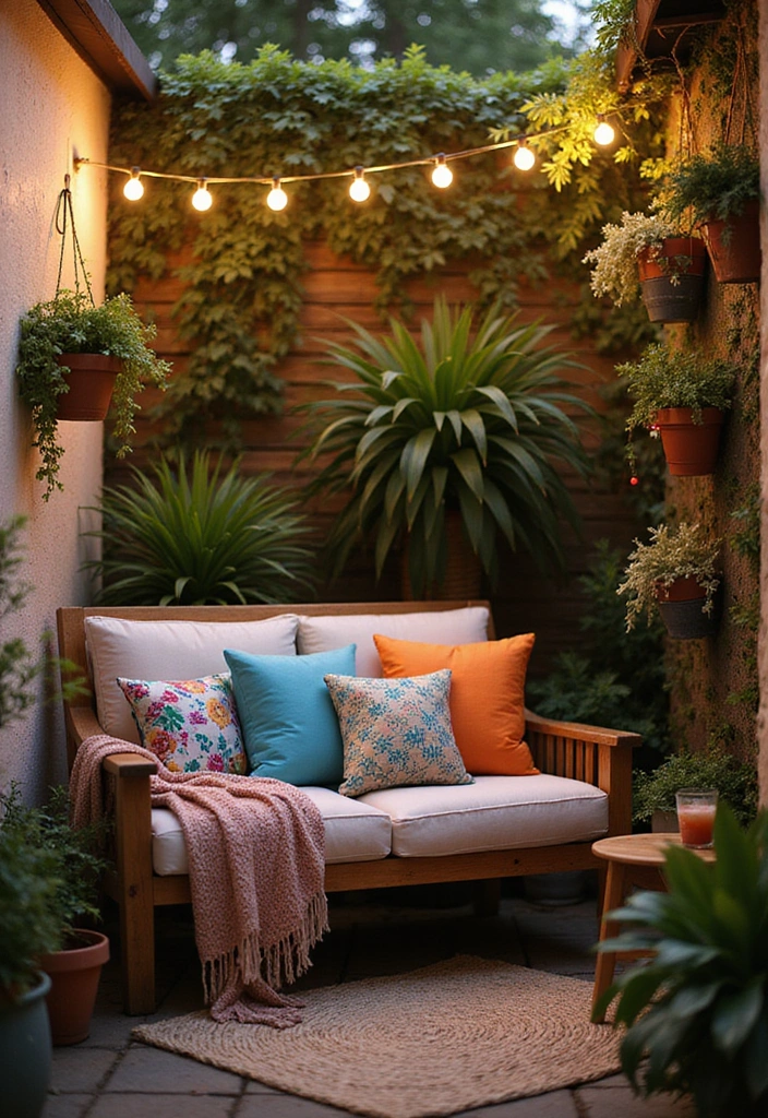 21 Back Patio Ideas for Small Space Outdoor Living - 1. Cozy Corner Nook