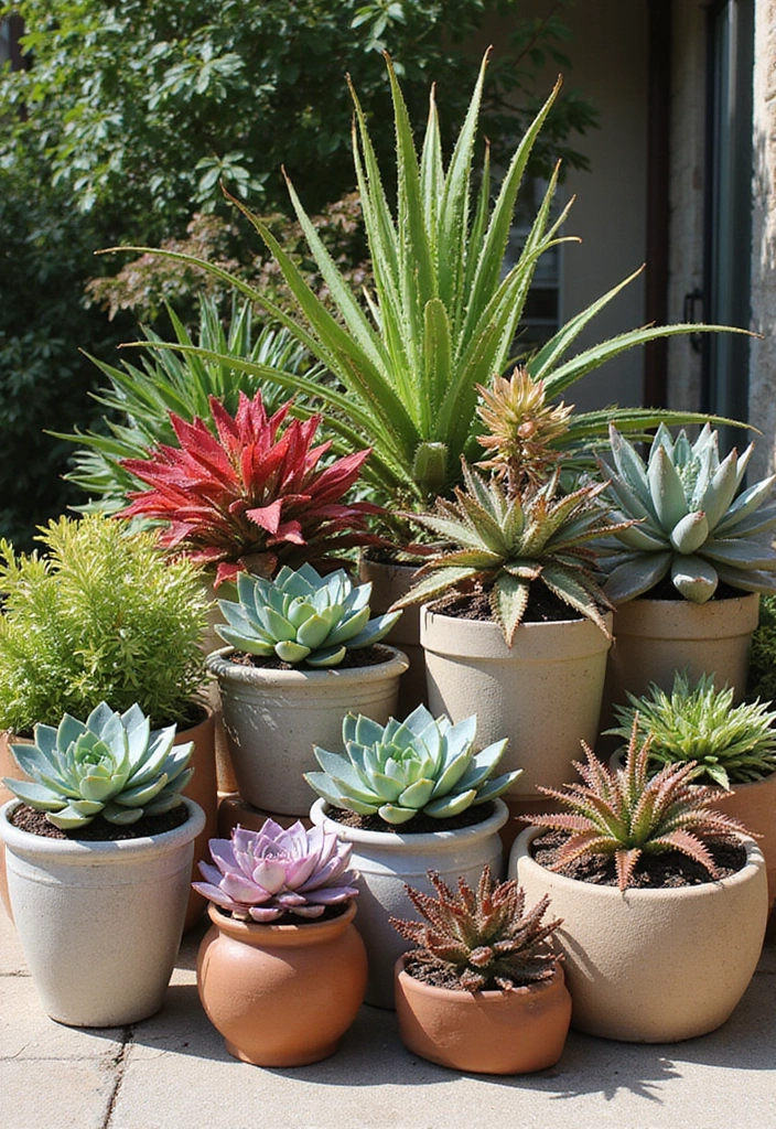 21 Back Patio Ideas for Small Space Outdoor Living - 14. Succulent Display