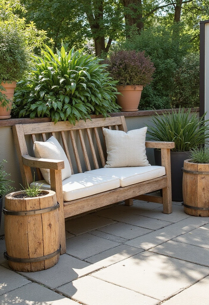 21 Back Patio Ideas for Small Space Outdoor Living - 16. Rustic Wood Accents