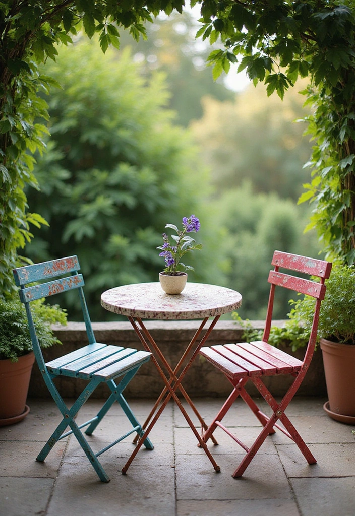 21 Back Patio Ideas for Small Space Outdoor Living - 19. Charming Bistro Set