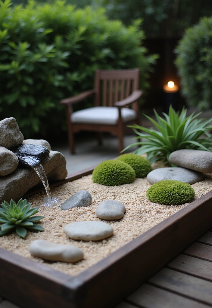 21 Back Patio Ideas for Small Space Outdoor Living - 2. Mini Zen Garden