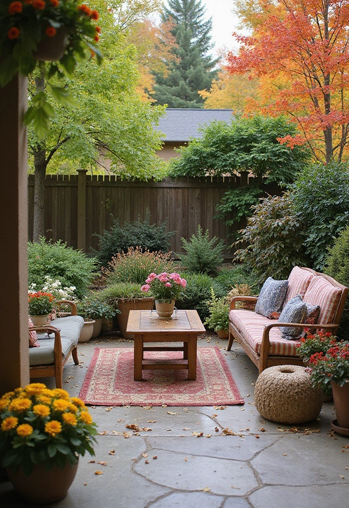 21 Back Patio Ideas for Small Space Outdoor Living - 21. Seasonal Decor