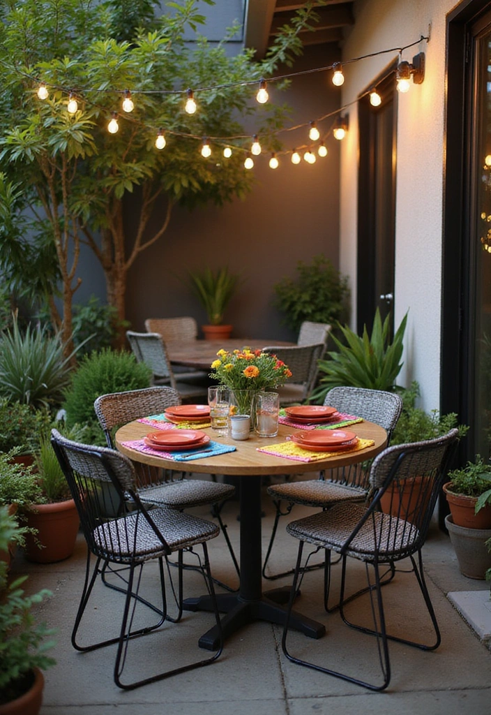 21 Back Patio Ideas for Small Space Outdoor Living - 3. Stylish Outdoor Dining Area