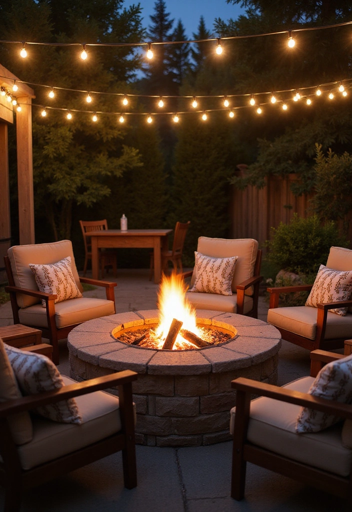 21 Back Patio Ideas for Small Space Outdoor Living - 6. Fire Pit Gathering Spot