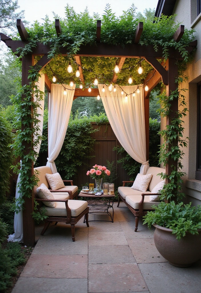 21 Back Patio Ideas for Small Space Outdoor Living - 8. Charming Pergola