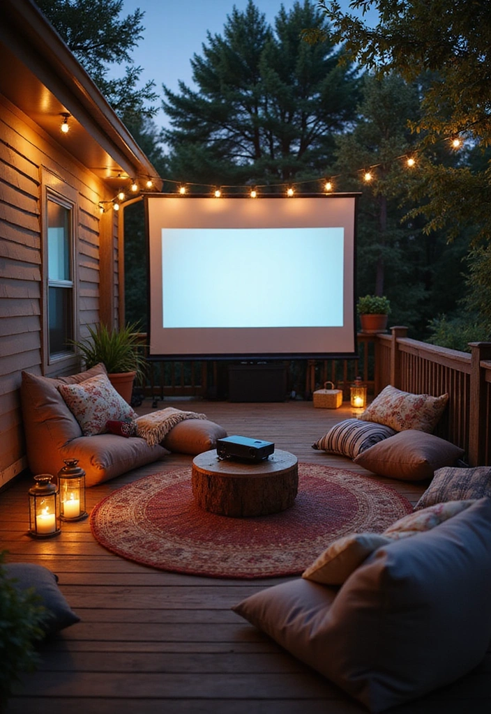 21 Best 3 Season Porch Ideas - 15. Outdoor Movie Night Setup