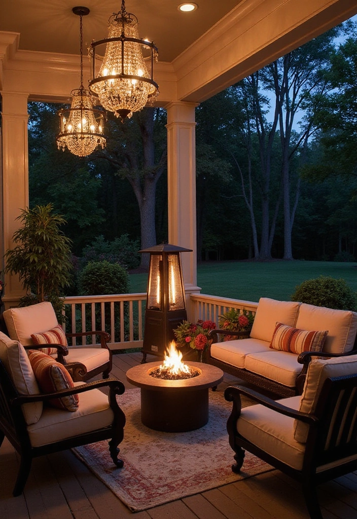 21 Best 3 Season Porch Ideas - 21. Elegant Evening Retreat