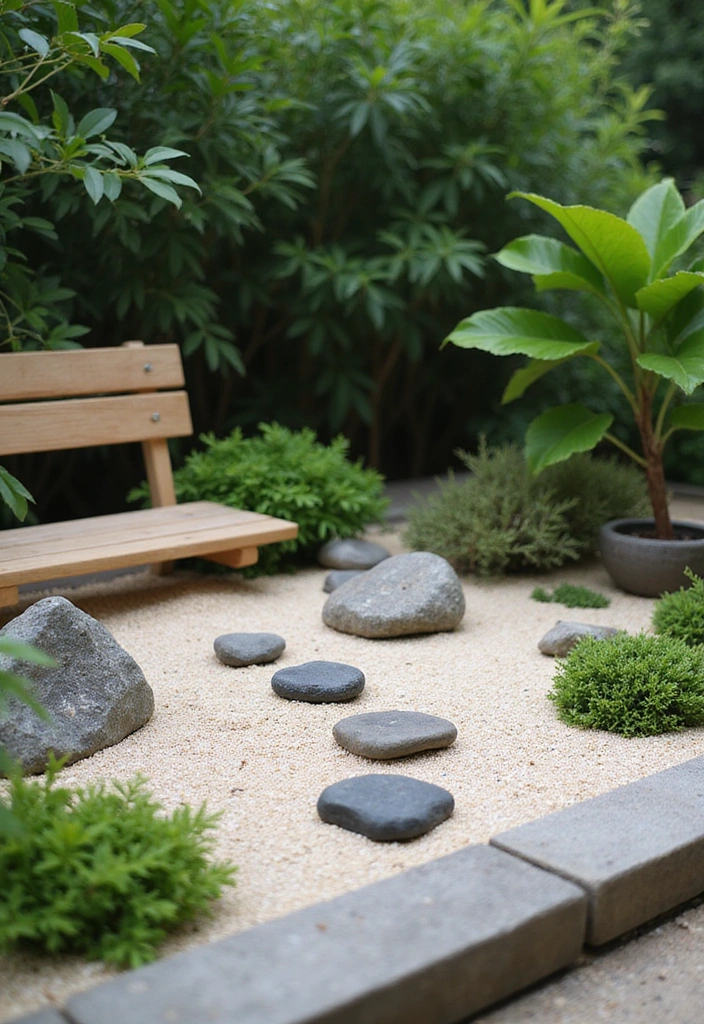 21 Cozy Backyard Ideas for Sustainable Outdoor Living - 20. Mini Zen Garden