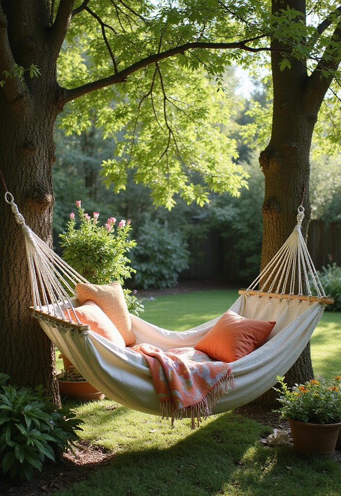 21 Cozy Backyard Ideas for Sustainable Outdoor Living - 3. Cozy Hammock Nook