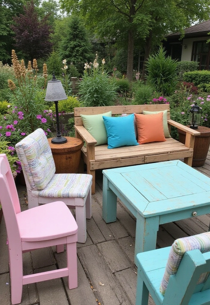 21 Cozy Backyard Ideas for Sustainable Outdoor Living - 4. Upcycled Outdoor Furniture