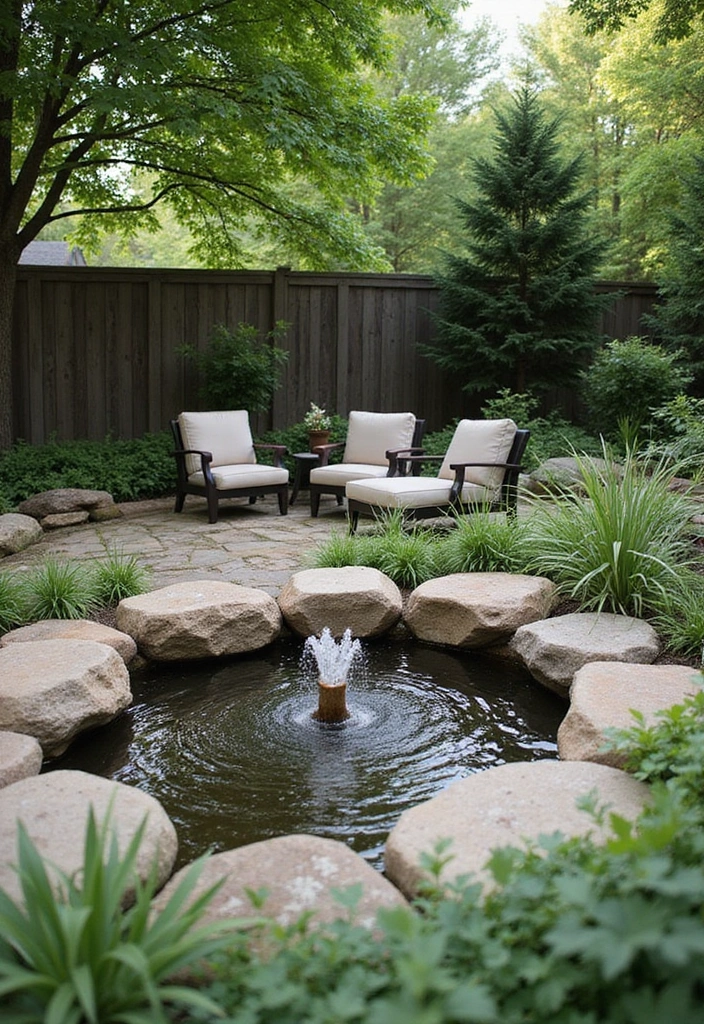 21 Cozy Backyard Ideas for Sustainable Outdoor Living - 9. Relaxing Water Features