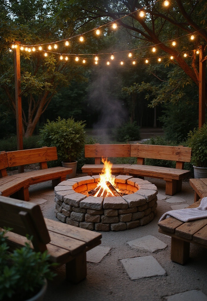 21 Fire Pit Ideas for a Cozy Backyard Experience - 1. Circular Stone Fire Pit