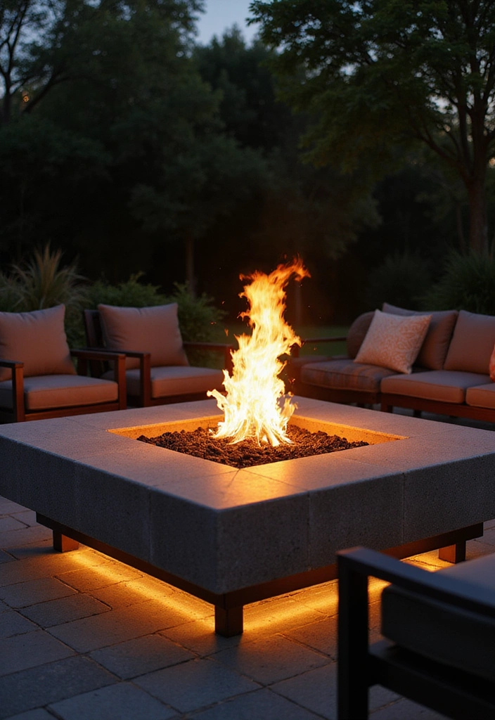 21 Fire Pit Ideas for a Cozy Backyard Experience - 20. Fire Pit with Integrated Lighting