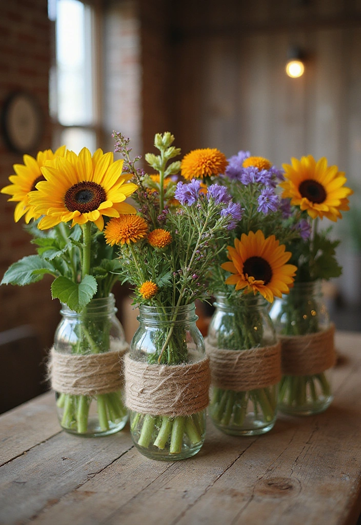 21 Flower Garden Ideas for Stunning Indoor Decor - 10. Flower-filled Mason Jars: Rustic Elegance