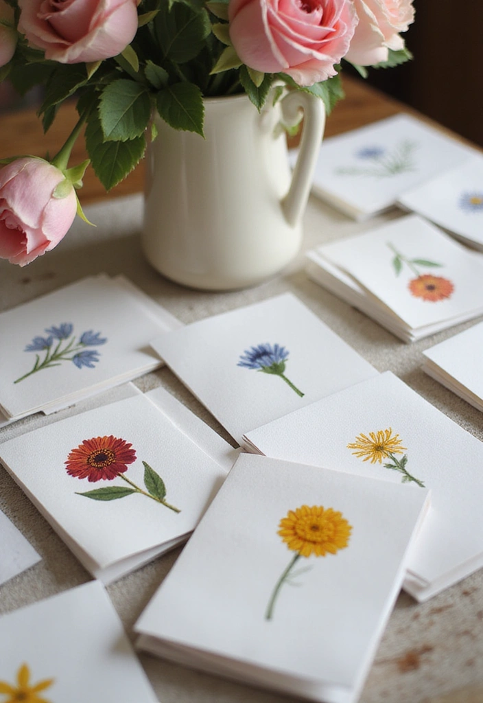 21 Flower Garden Ideas for Stunning Indoor Decor - 19. Flower-themed Greeting Cards: Personal Touch