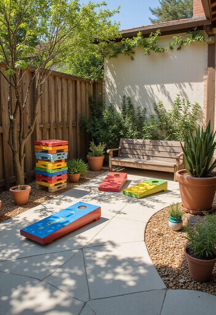 21 Small Outdoor Patio Ideas - 13. Outdoor Games