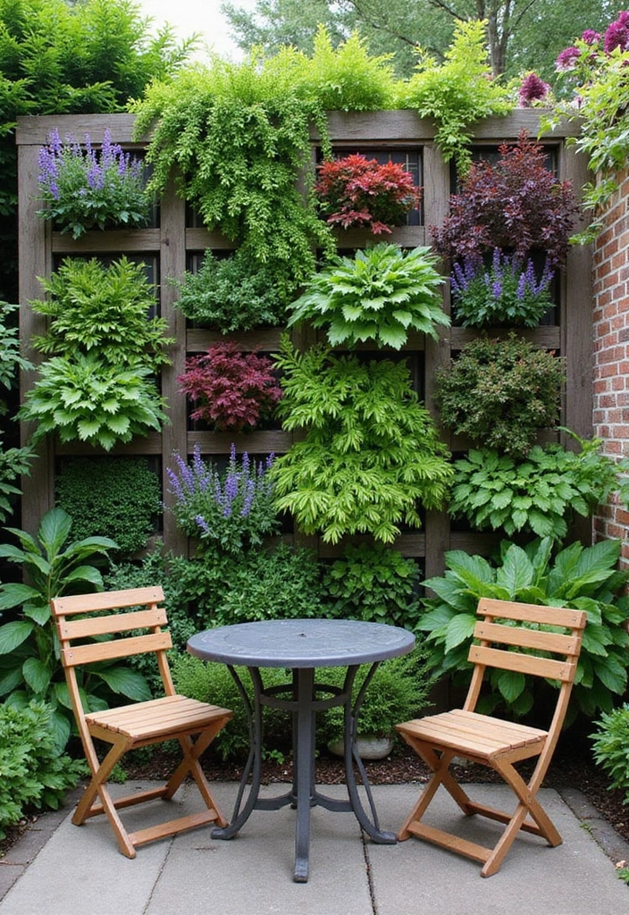 21 Small Outdoor Patio Ideas - 2. Vertical Garden Wall