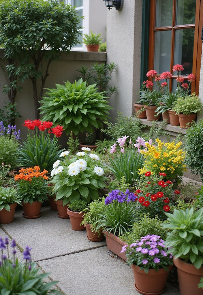 21 Small Outdoor Patio Ideas - 20. Seasonal Plants