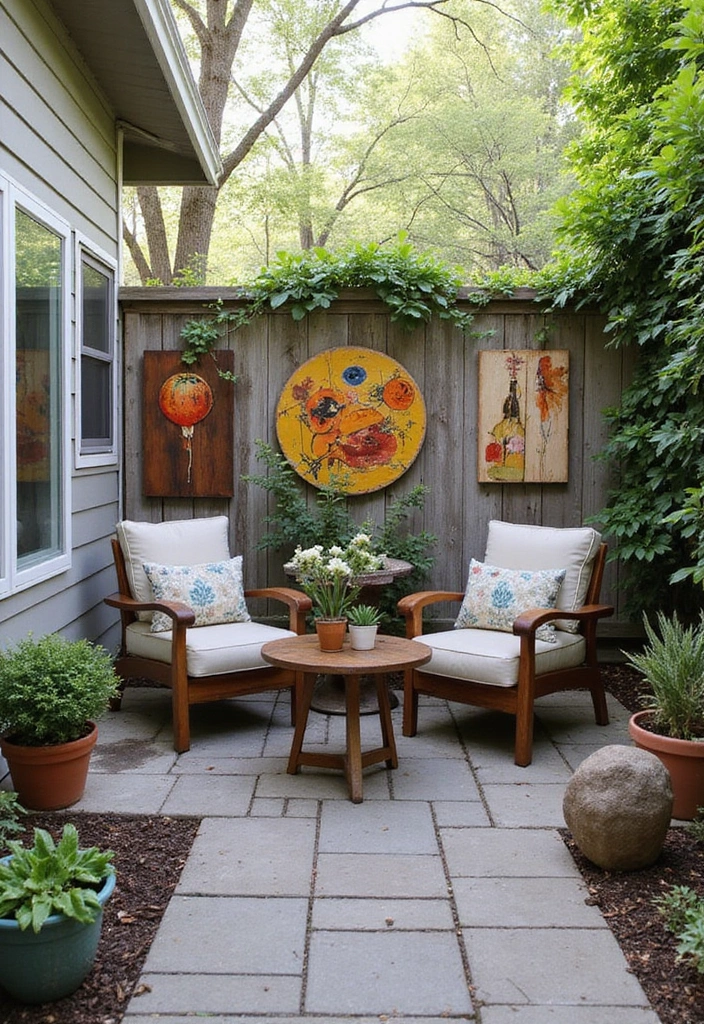 21 Small Outdoor Patio Ideas - 21. Outdoor Art